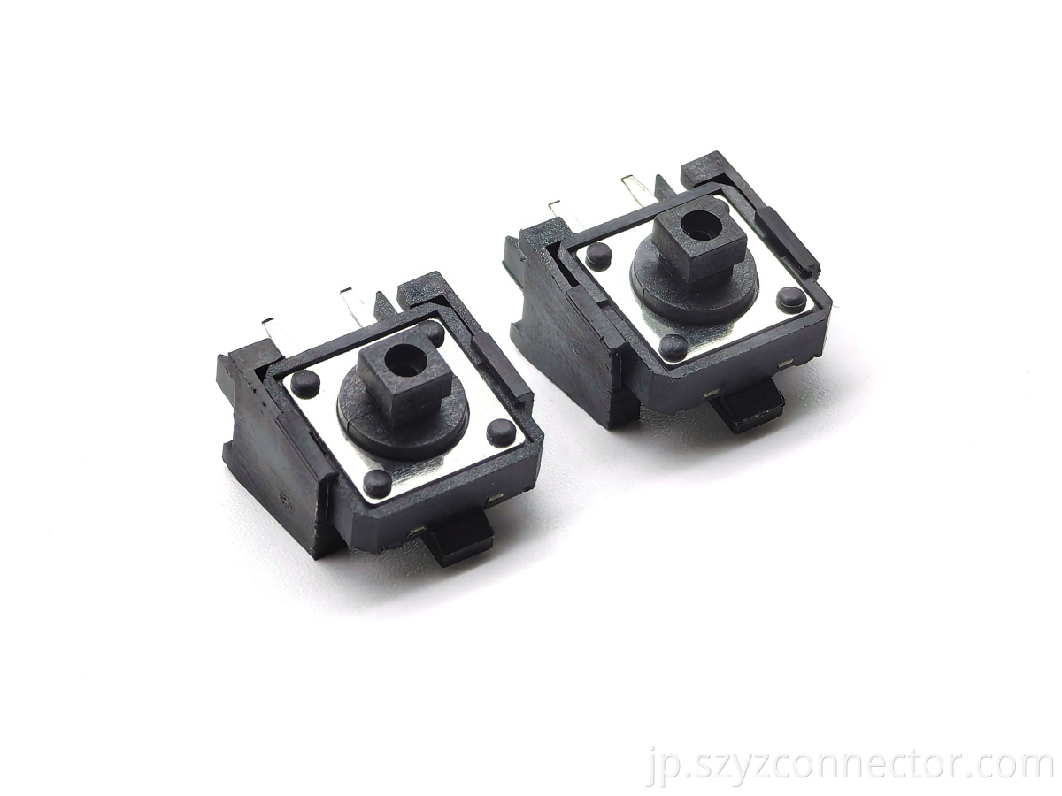 タクトスイッチ 12X12mm 4P ライトアングル DIP H5mm 黒ハンドル TACT SWITCH 12X12mm 4P Right Angle DIP H5mm Black Handle